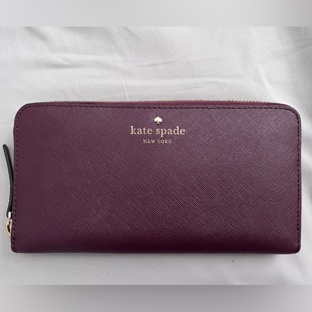 Kate Spade Maroon Wallet with Gold Accents